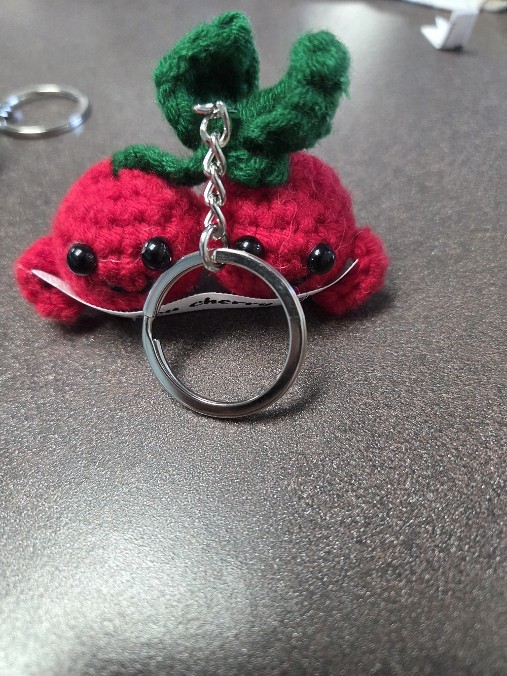 Handmade Red Cherry Crochet Keychain